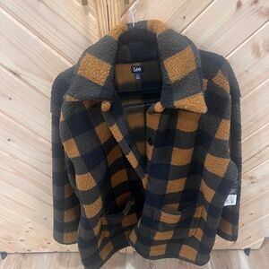 Lee Sherpa womens Jacket Black with brown NWT size XL